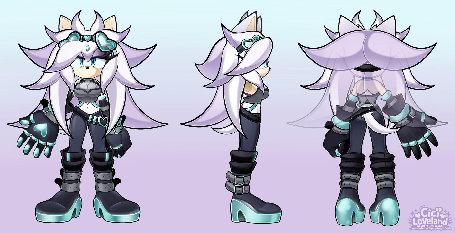 Sonic OC Turnaround Sheet for @SugarDusk on Twitter/VGen (Outfit 2 Variant)