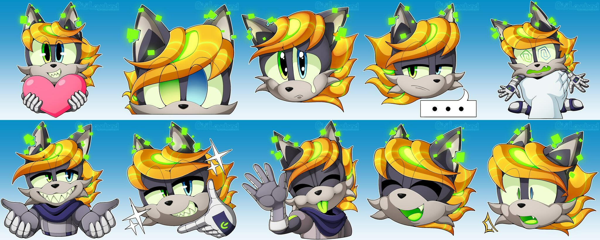 10pk Emotes for @damiencyberfox