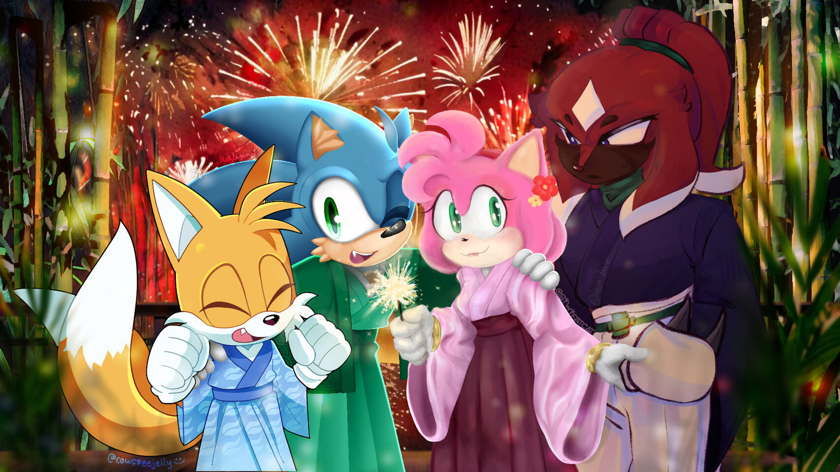 (2026) New Years 2026 Team Sonic Collaboration with @cawffeejelly , @_siwifatcat , and @lachibae on Twitter.
